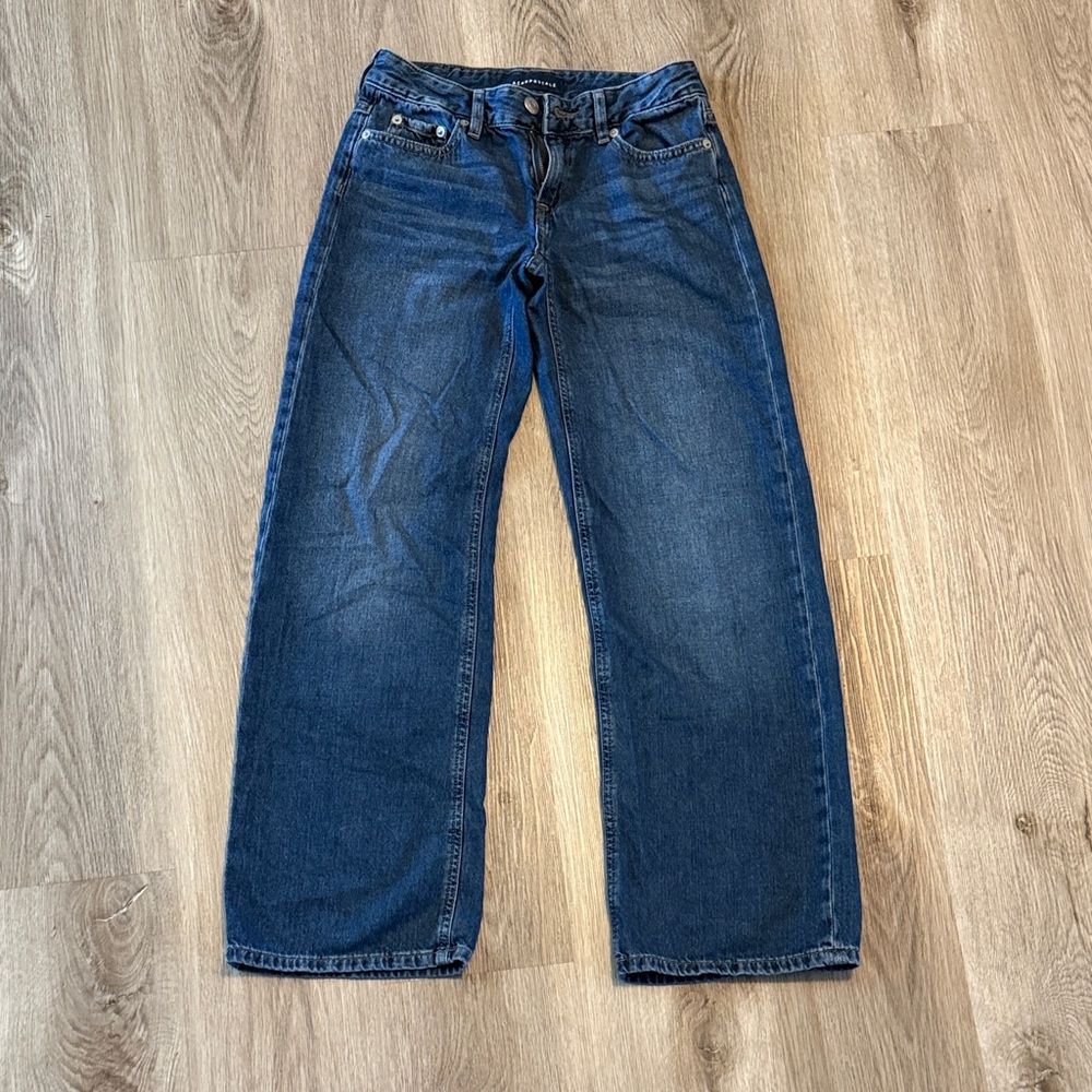 Aeropostale Women's Areo Baggy Wide Leg Jeans - Dark Blue 000R
